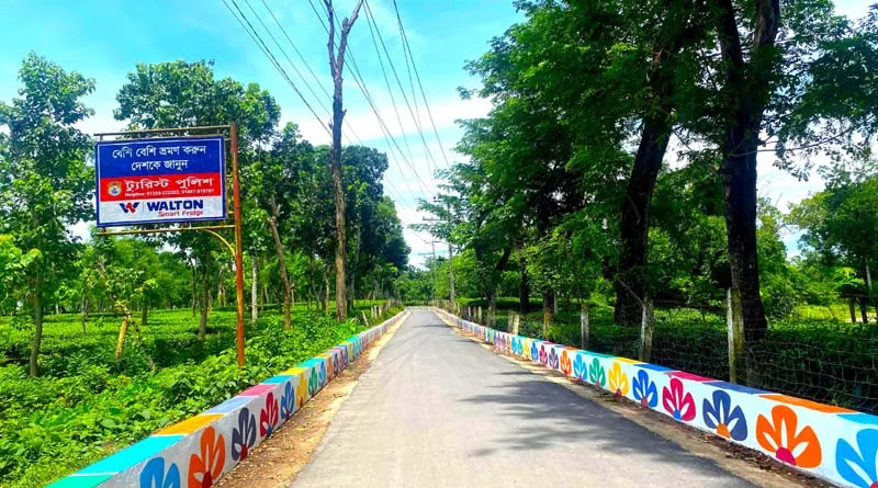 চায়ের রাজধানীতে আল্পনার সাত রঙে সেজেছে সড়ক