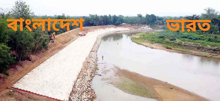 বিএসএফের বাঁধায় ৪৫ কোটি টাকার কাজ বন্ধ, হুমকির মুখে চেকপোস্ট ও মানুষের ঘরবাড়ি মনু নদীর তীর সংরক্ষণ প্রকল্প