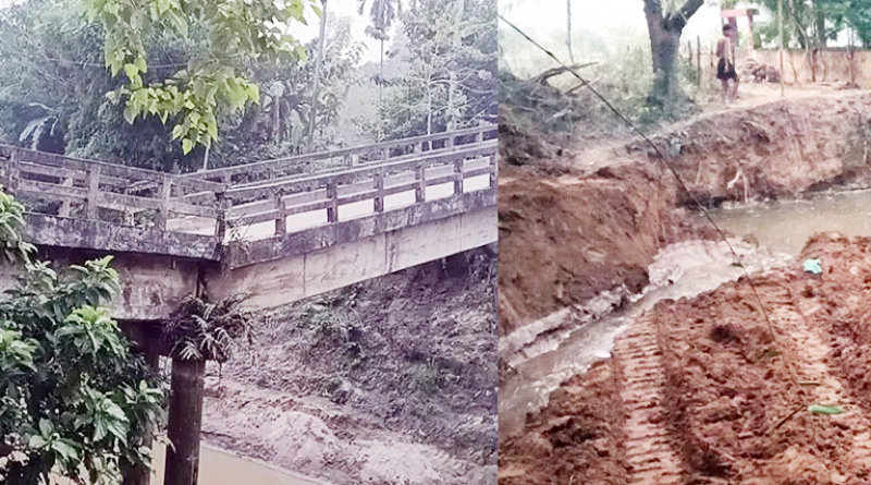 কুলাউড়ায় ঝুঁকিপূর্ণ সেতু রেখে এক পরিবারের সুবিধার্থে নির্মাণ হচ্ছে সেতু