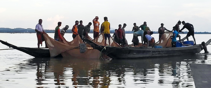 হাকালুকি হাওরে নিষিদ্ধ জাল দিয়ে মাছ ধরা অব্যাহত রয়েছে