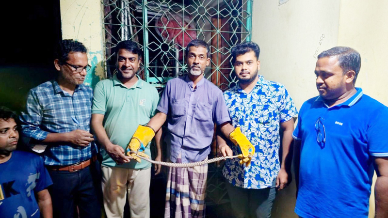 শ্রীমঙ্গলে বাসার গ্রিল থেকে দুর্লভ ‘আইড ক্যাট স্নেক’উদ্ধার